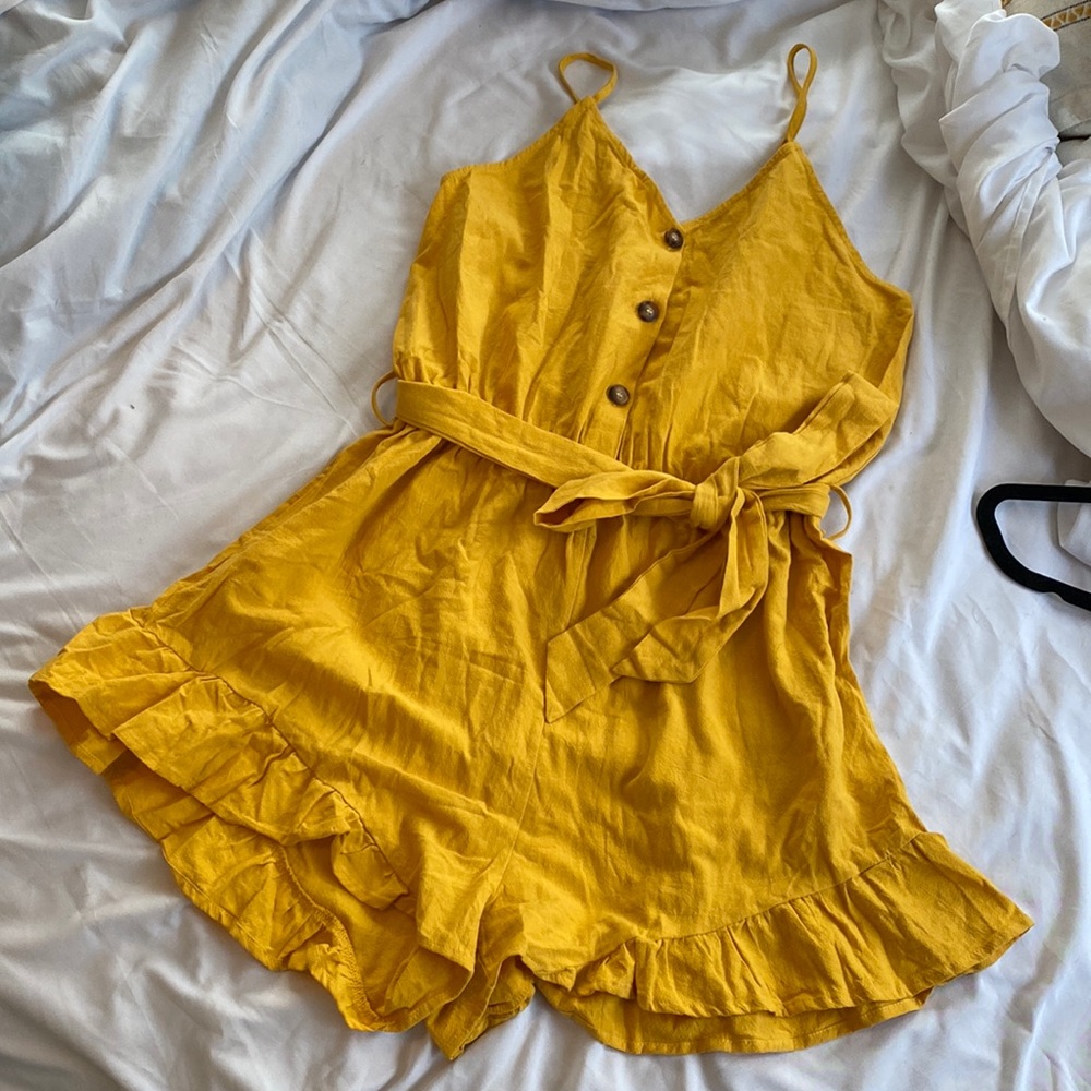 Yellow Romper, spaghetti straps, Shein